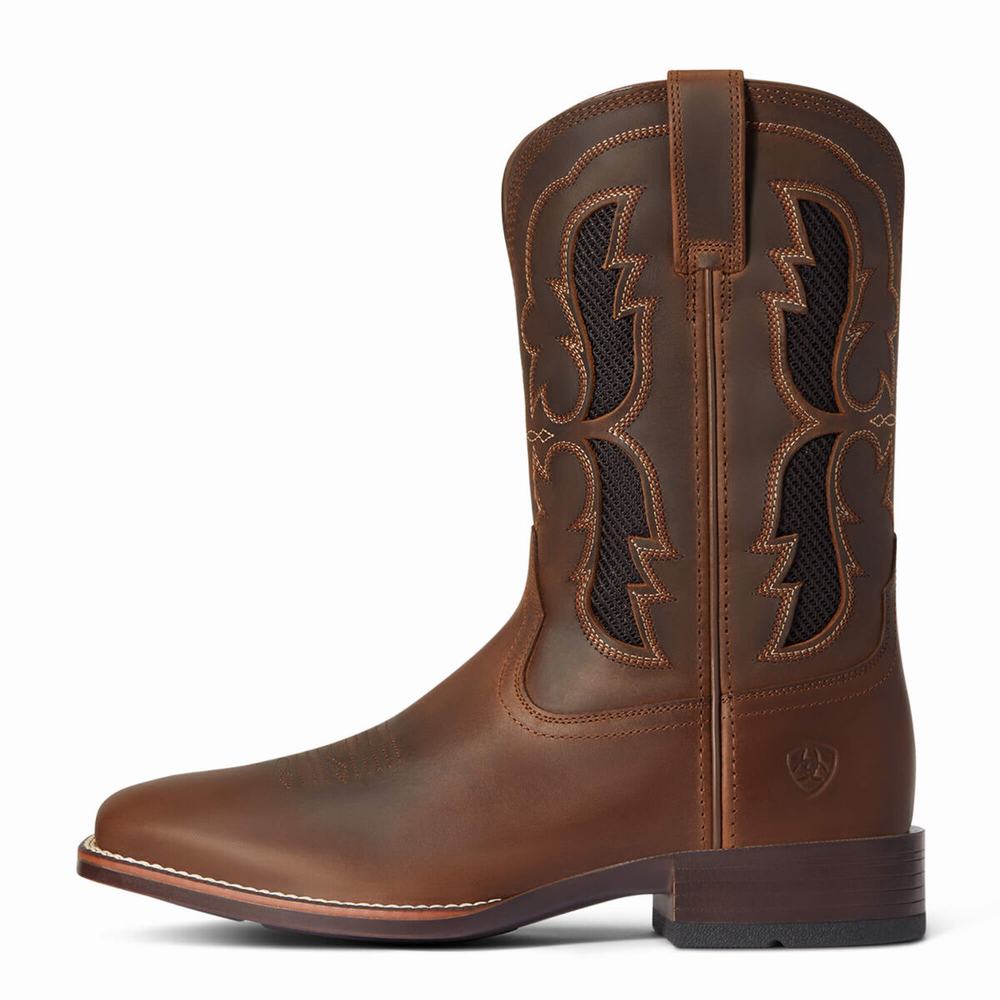 Men's Ariat Dash VentTEK Ultra Western Boots Brown | HLVC-48235