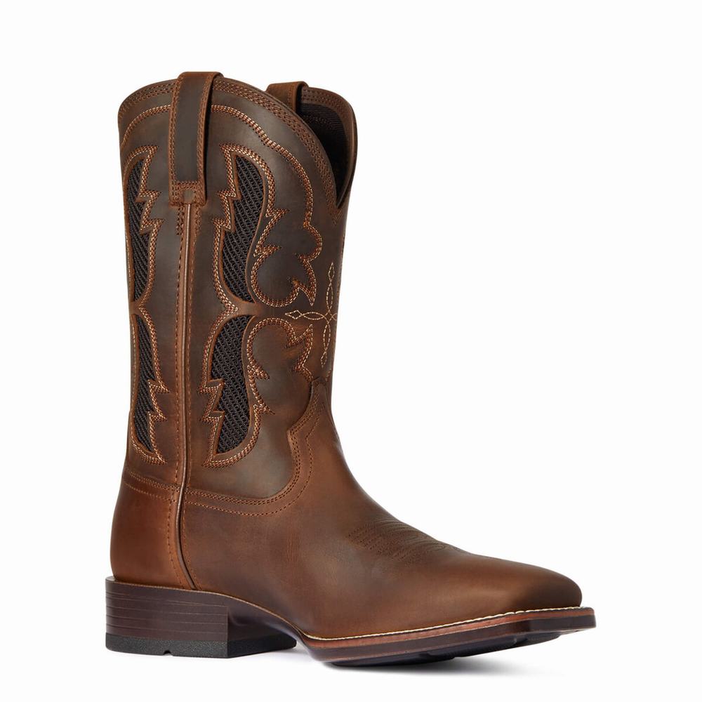 Men's Ariat Dash VentTEK Ultra Western Boots Brown | HLVC-48235