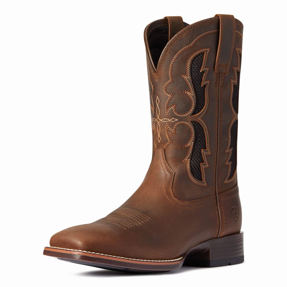 Men\'s Ariat Dash VentTEK Ultra Western Boots Brown | HLVC-48235