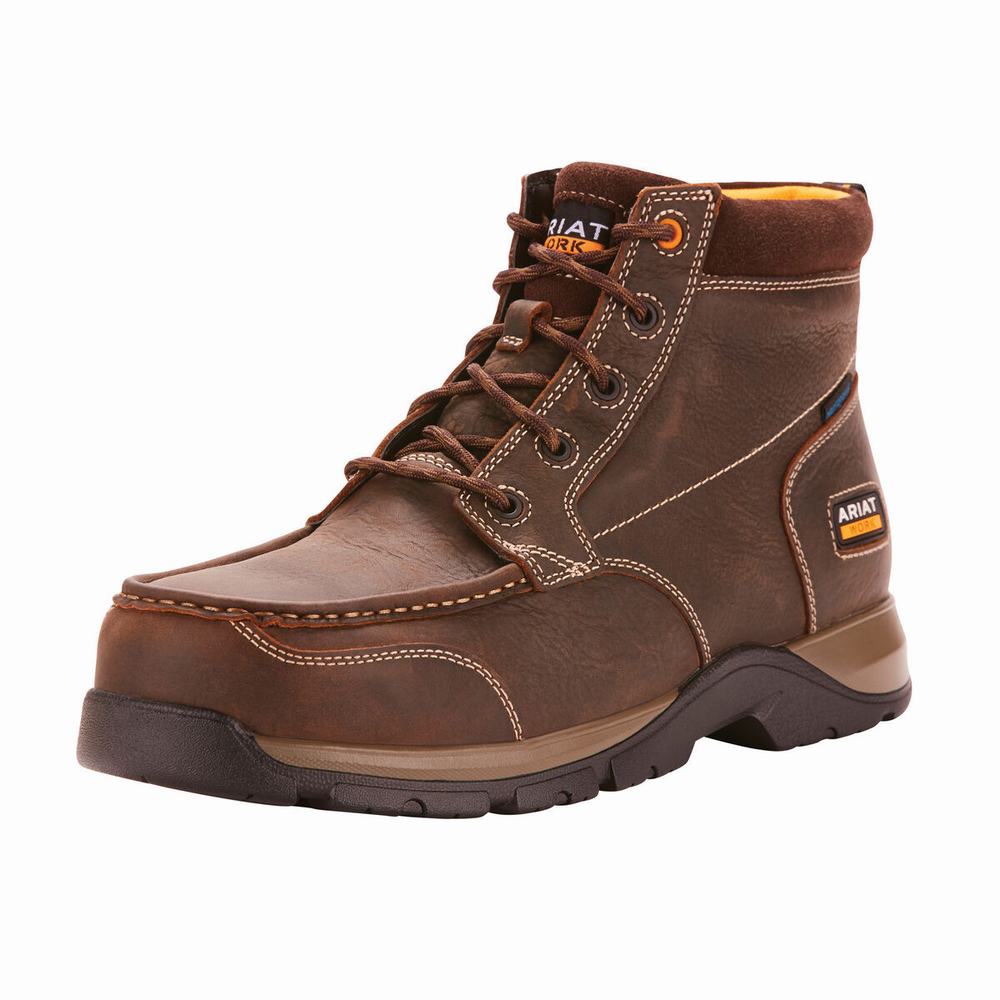 Men's Ariat Edge LTE Chukka Waterproof Composite Toe Waterproof Boots Dark Brown | KDYX-74603