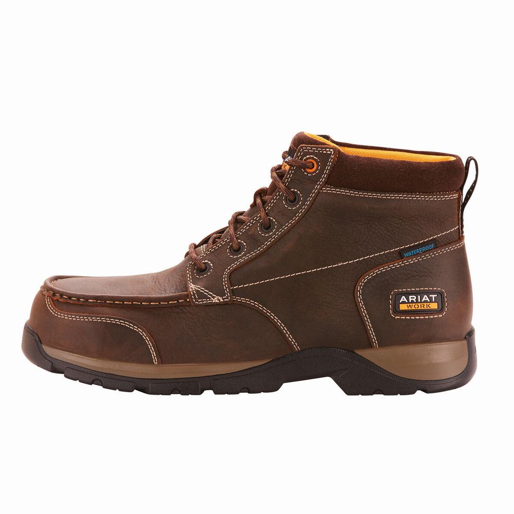 Men's Ariat Edge LTE Chukka Waterproof Composite Toe Waterproof Boots Dark Brown | KDYX-74603