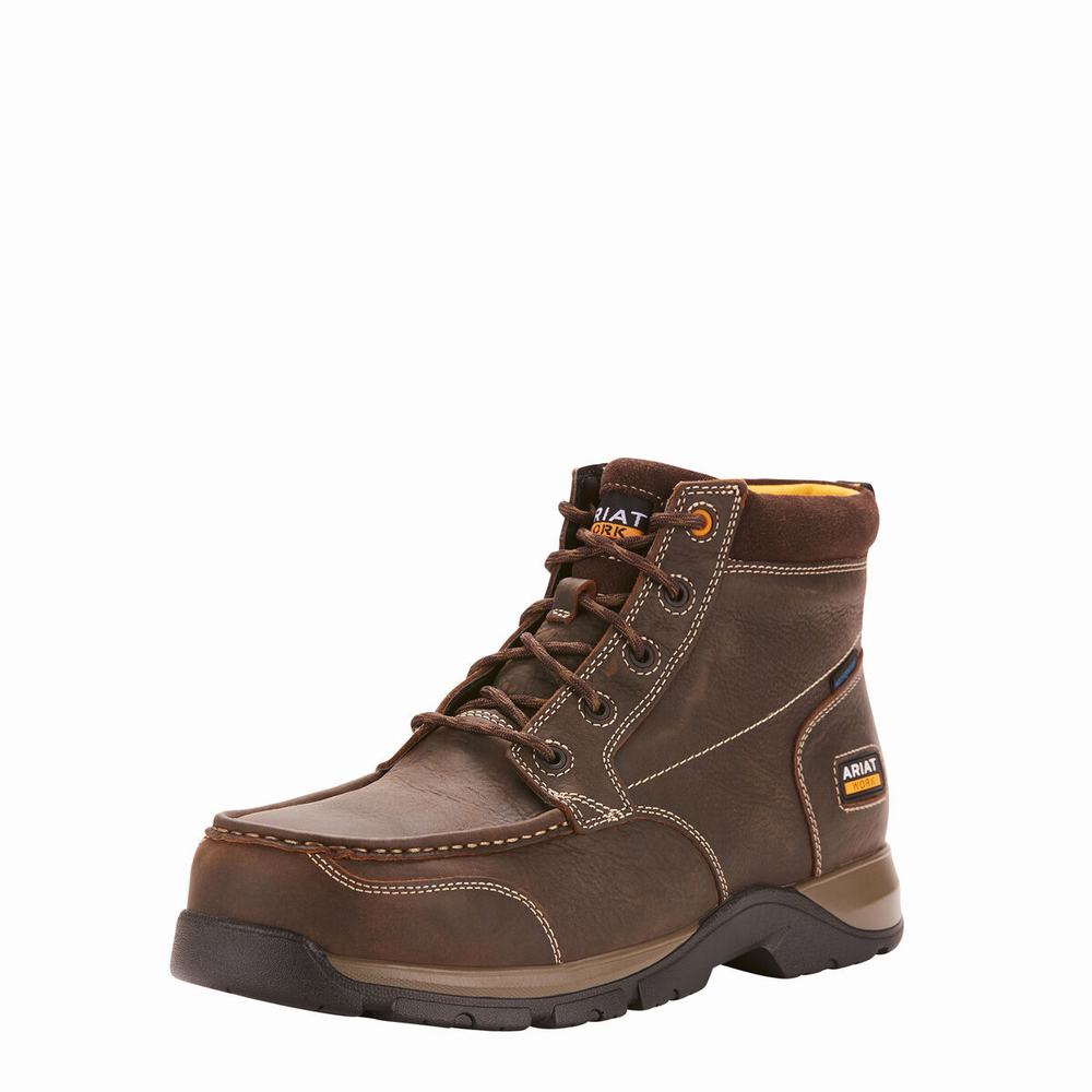 Men\'s Ariat Edge LTE Chukka Waterproof Composite Toe Waterproof Boots Dark Brown | KDYX-74603