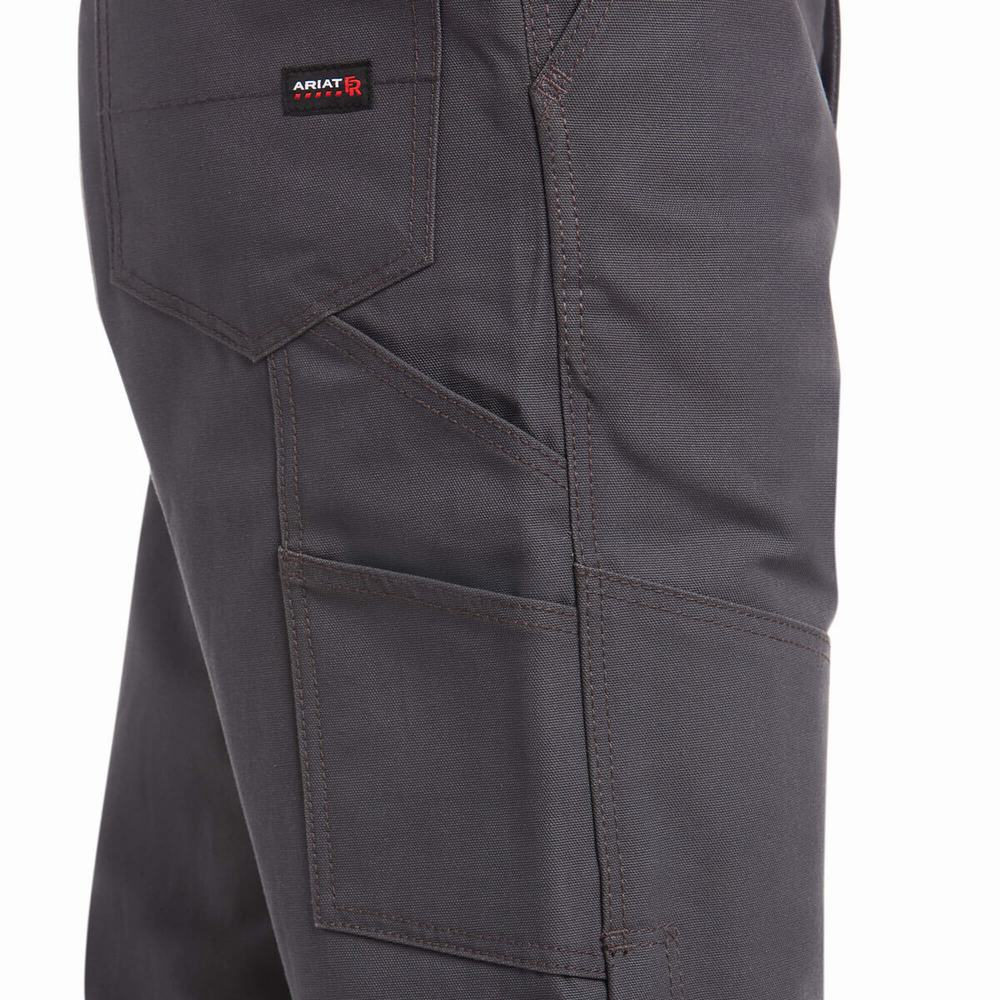 Men's Ariat FR Canvas Unlined Pants Grey | VRKW-63104