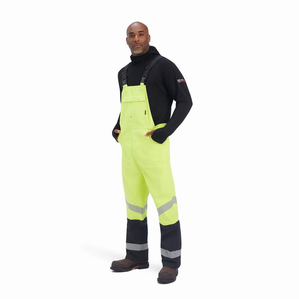 Men's Ariat FR Hi-Vis Waterproof Pants Yellow | BZVM-10268