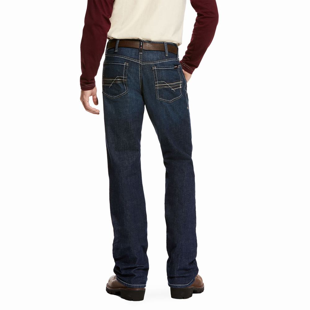 Men's Ariat FR M4 Relaxed DuraStretch Lineup Straight-Fit Jeans Platinum | TGID-69304