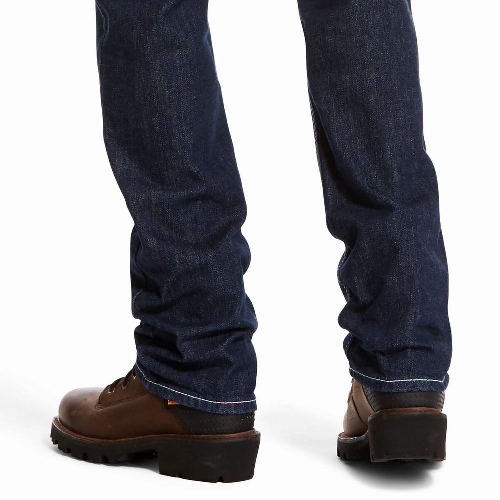 Men's Ariat FR M4 Relaxed DuraStretch Lineup Straight-Fit Jeans Platinum | TGID-69304