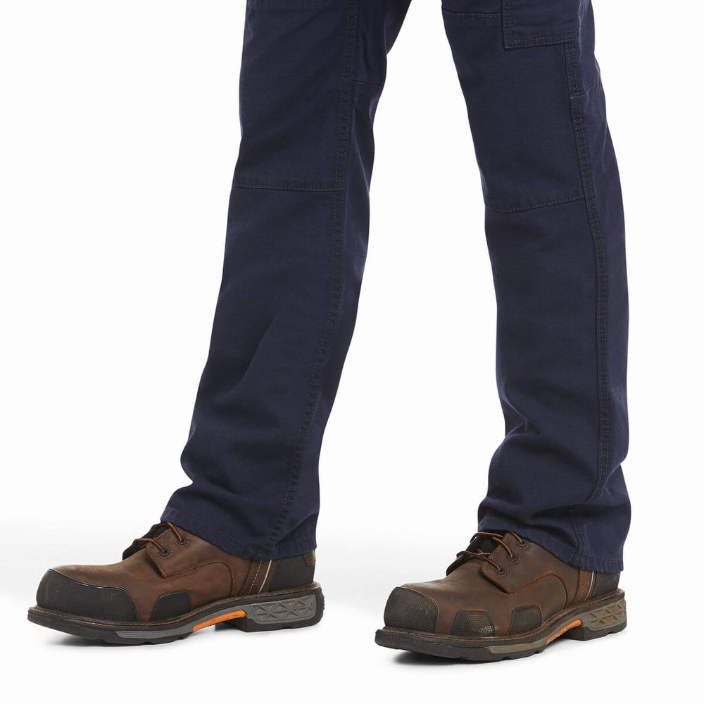 Men's Ariat FR M5 Stretch DuraLight Canvas Pants Navy | KRLV-20951