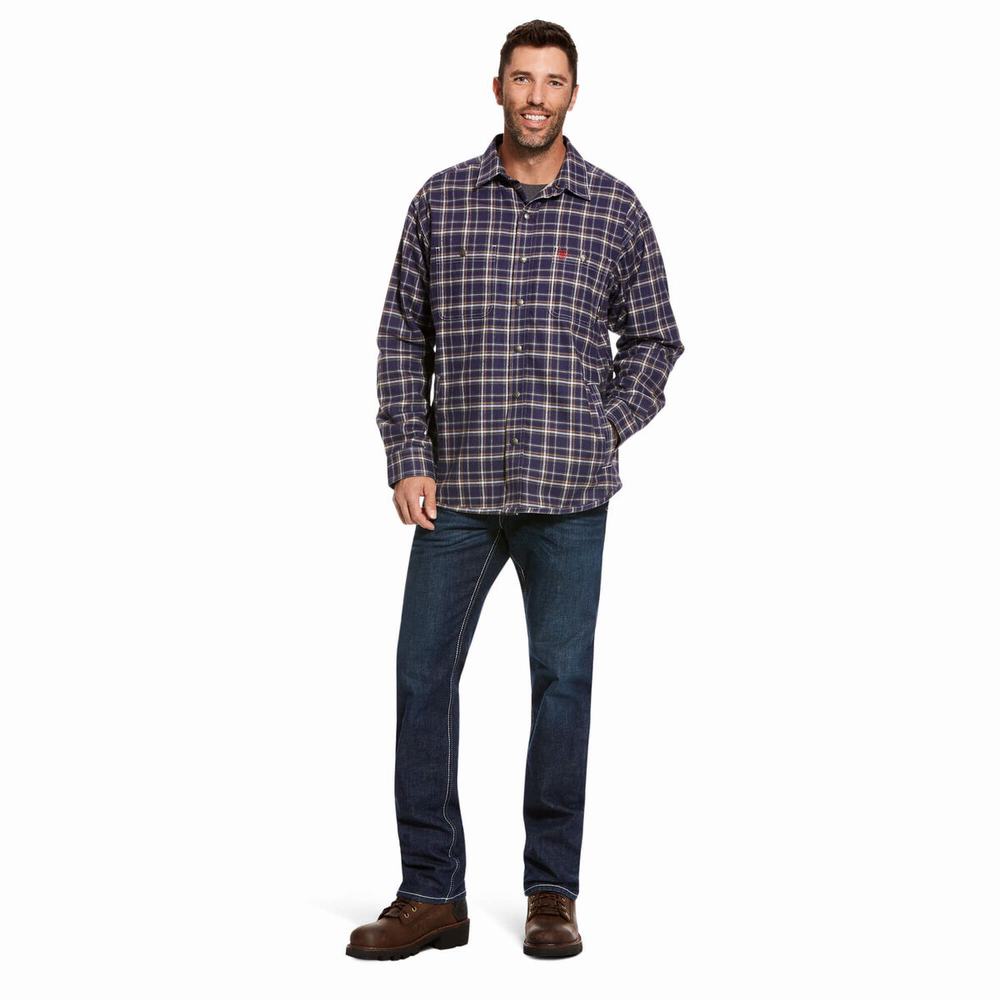 Men's Ariat FR Monument Jackets Navy | ISMN-14328