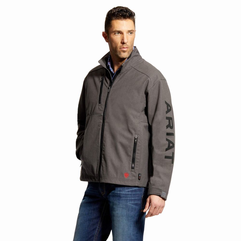 Men\'s Ariat FR Team Logo Jackets Grey | ABMZ-76423