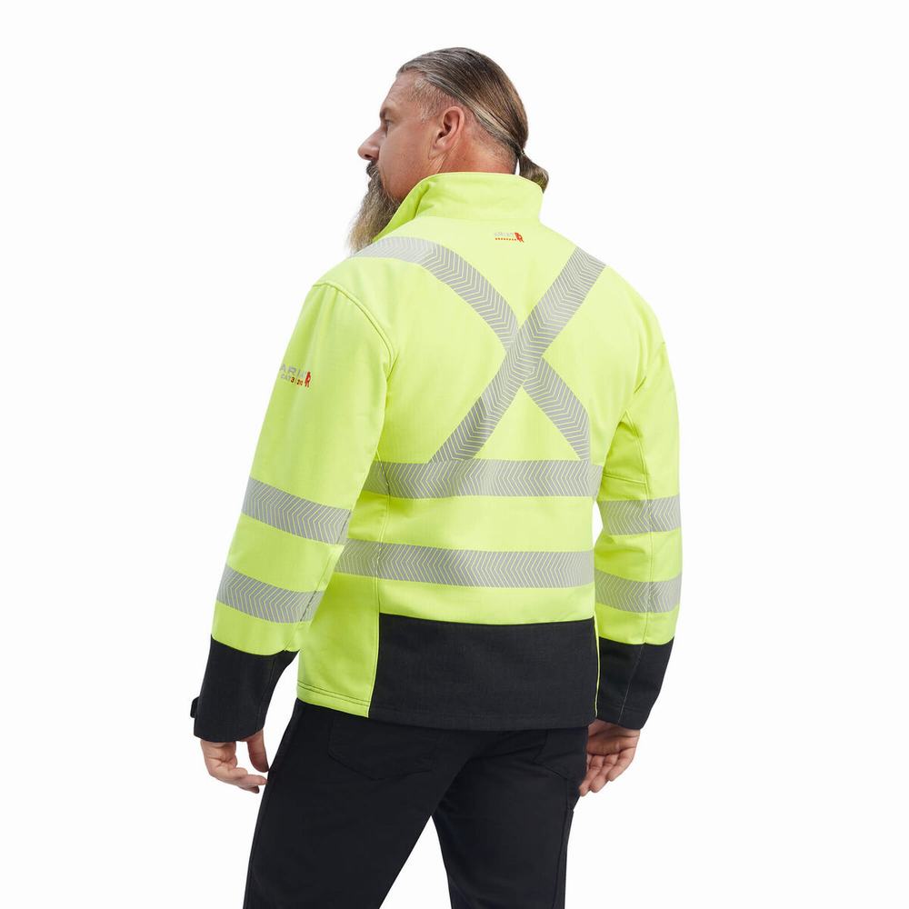 Men's Ariat FR Vernon Hi-Vis Softshell Jackets Yellow | PSNQ-79281