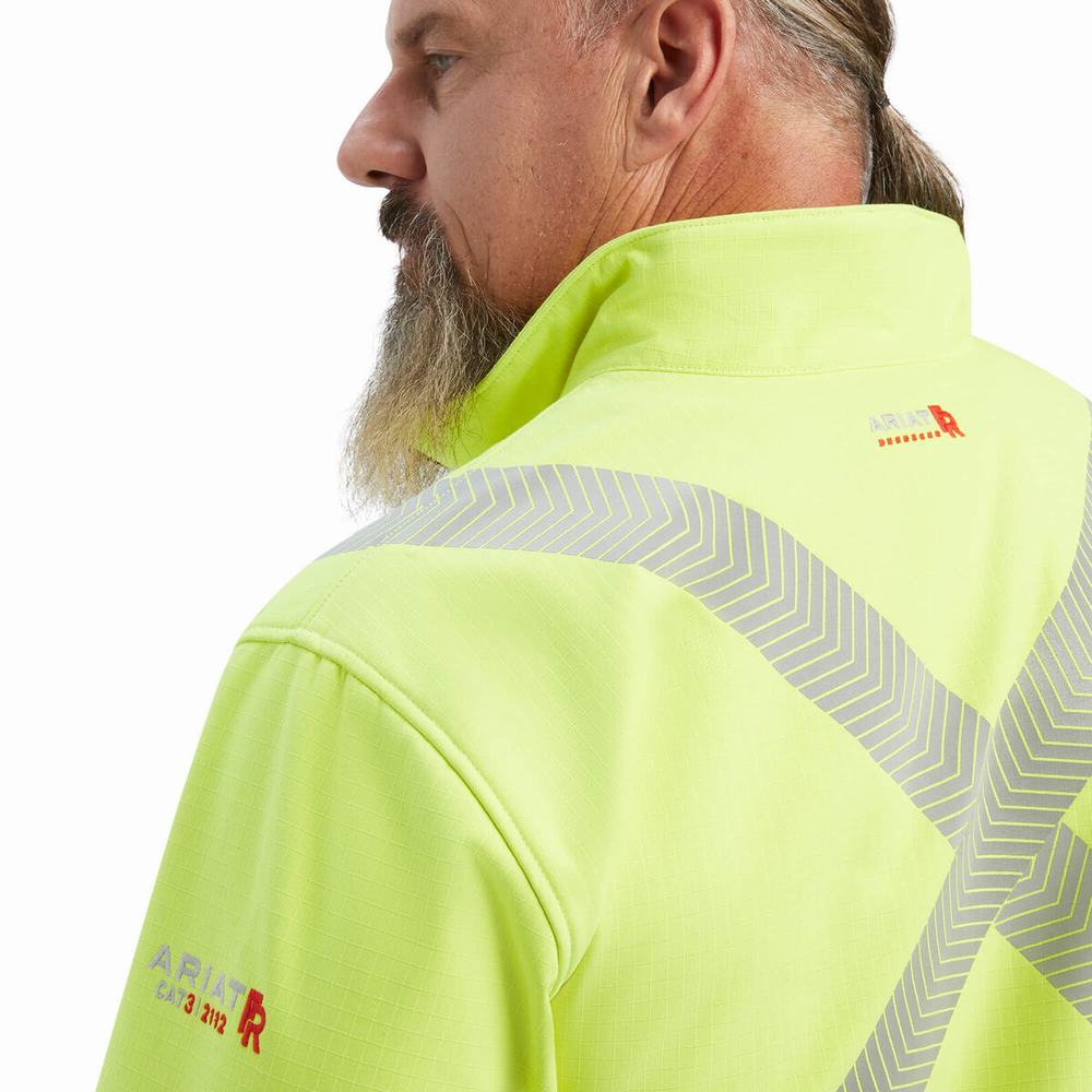 Men's Ariat FR Vernon Hi-Vis Softshell Jackets Yellow | PSNQ-79281