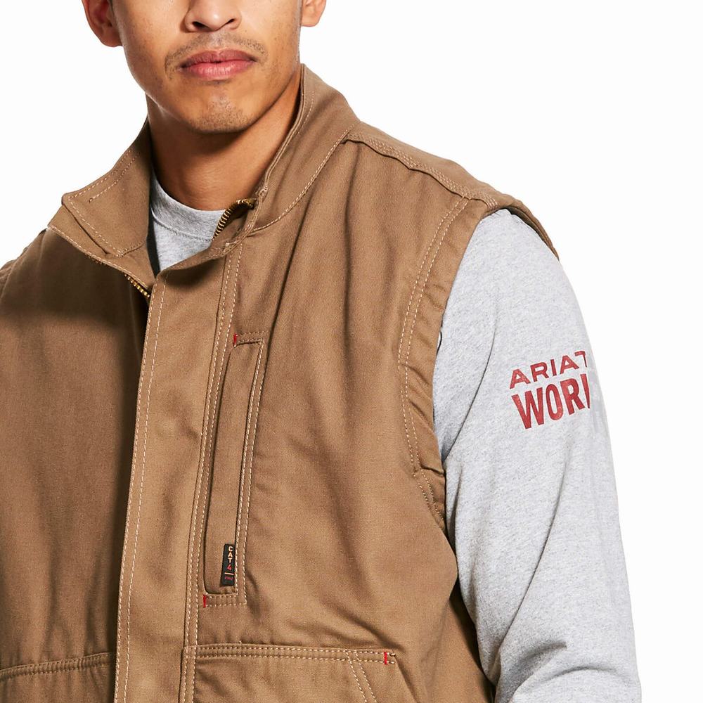 Men's Ariat FR Workhorse Insulated Jackets Khaki | RNMF-41863