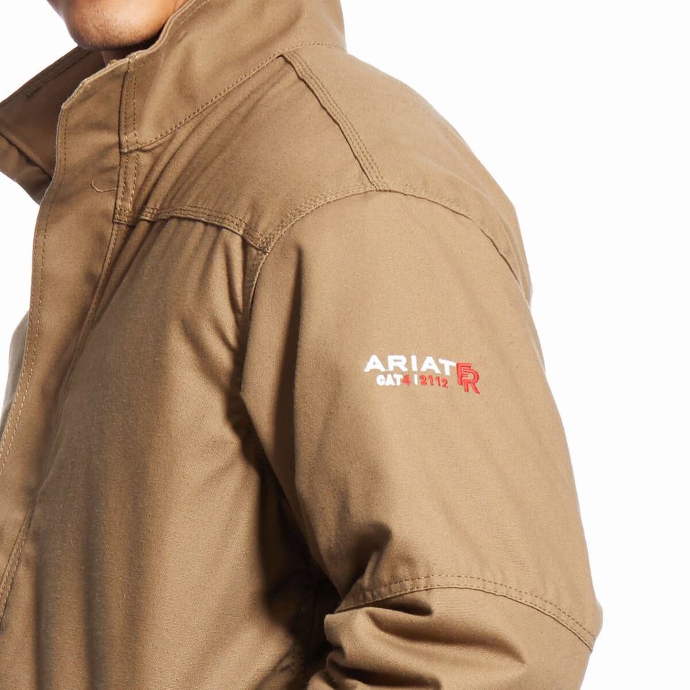 Men's Ariat FR Workhorse Insulated Jackets Khaki | ZPEI-14267