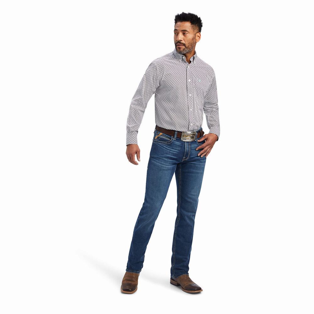 Men's Ariat Finleigh Classic Fit Shirts White | YGTZ-87154