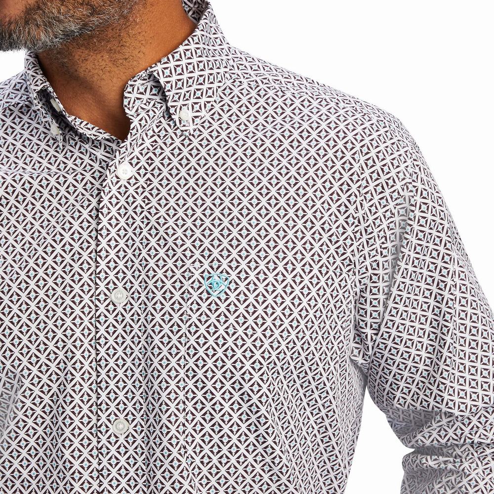 Men's Ariat Finleigh Classic Fit Shirts White | YGTZ-87154