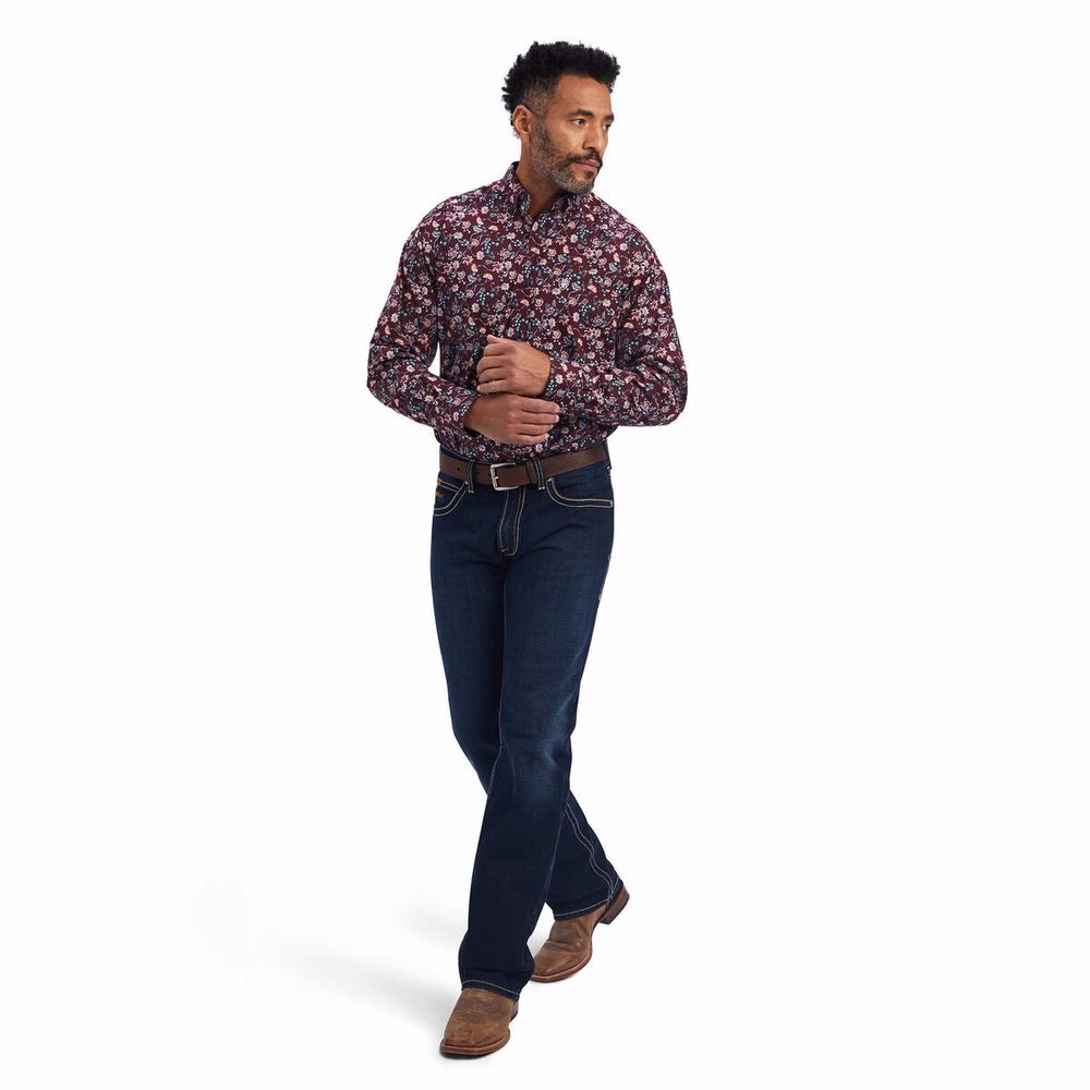 Men's Ariat Flannery Classic Fit Shirts Claret | LBRT-23674