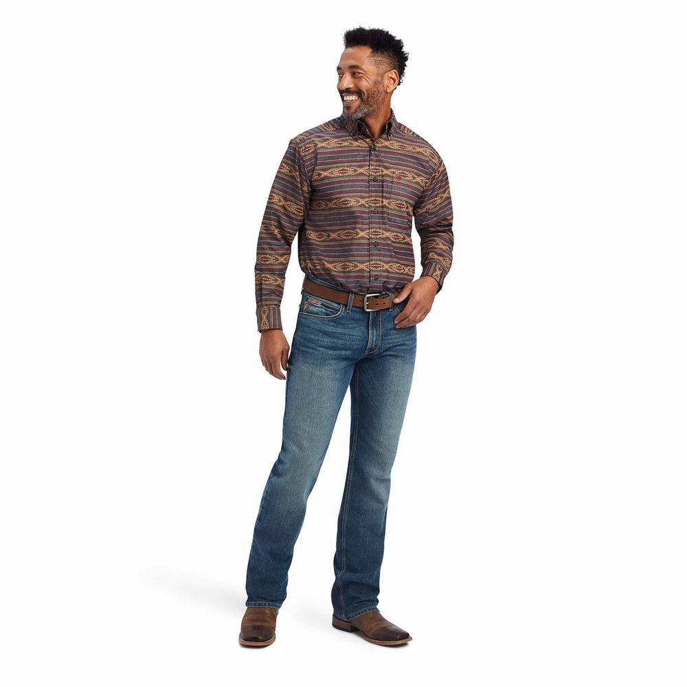 Men's Ariat Fletcher Classic Fit Shirts Claret | WDOI-54971