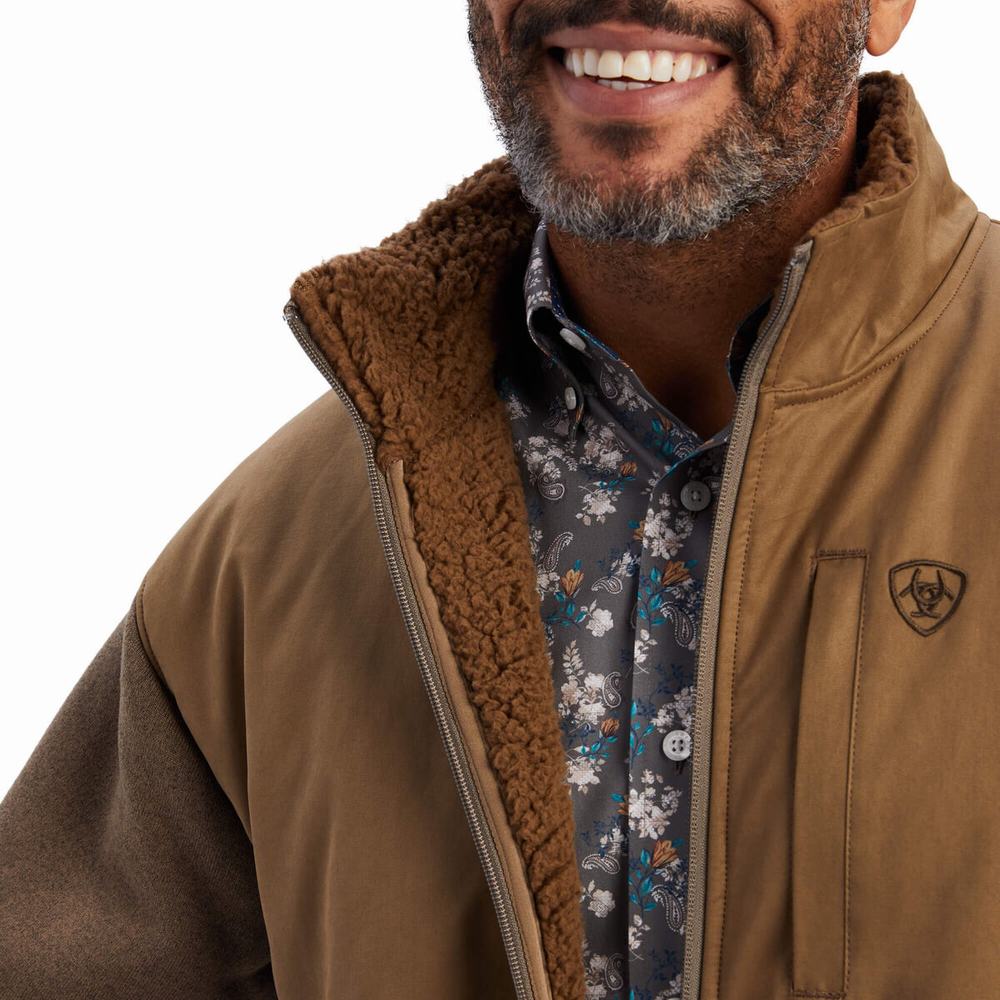 Men's Ariat Grizzly Canvas Bluff Jackets Multicolor | QOVA-23894