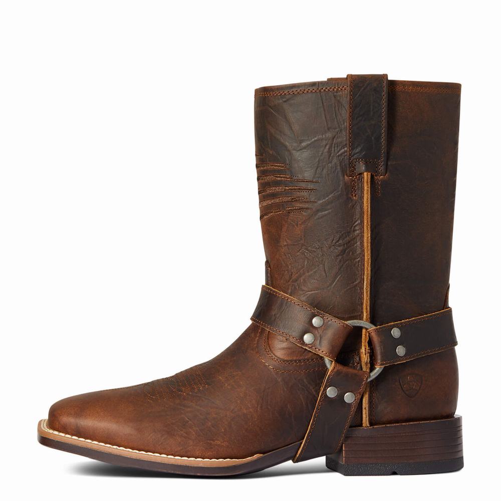 Men's Ariat Harness Patriot Ultra Dress Boots Brown | NZQR-65390