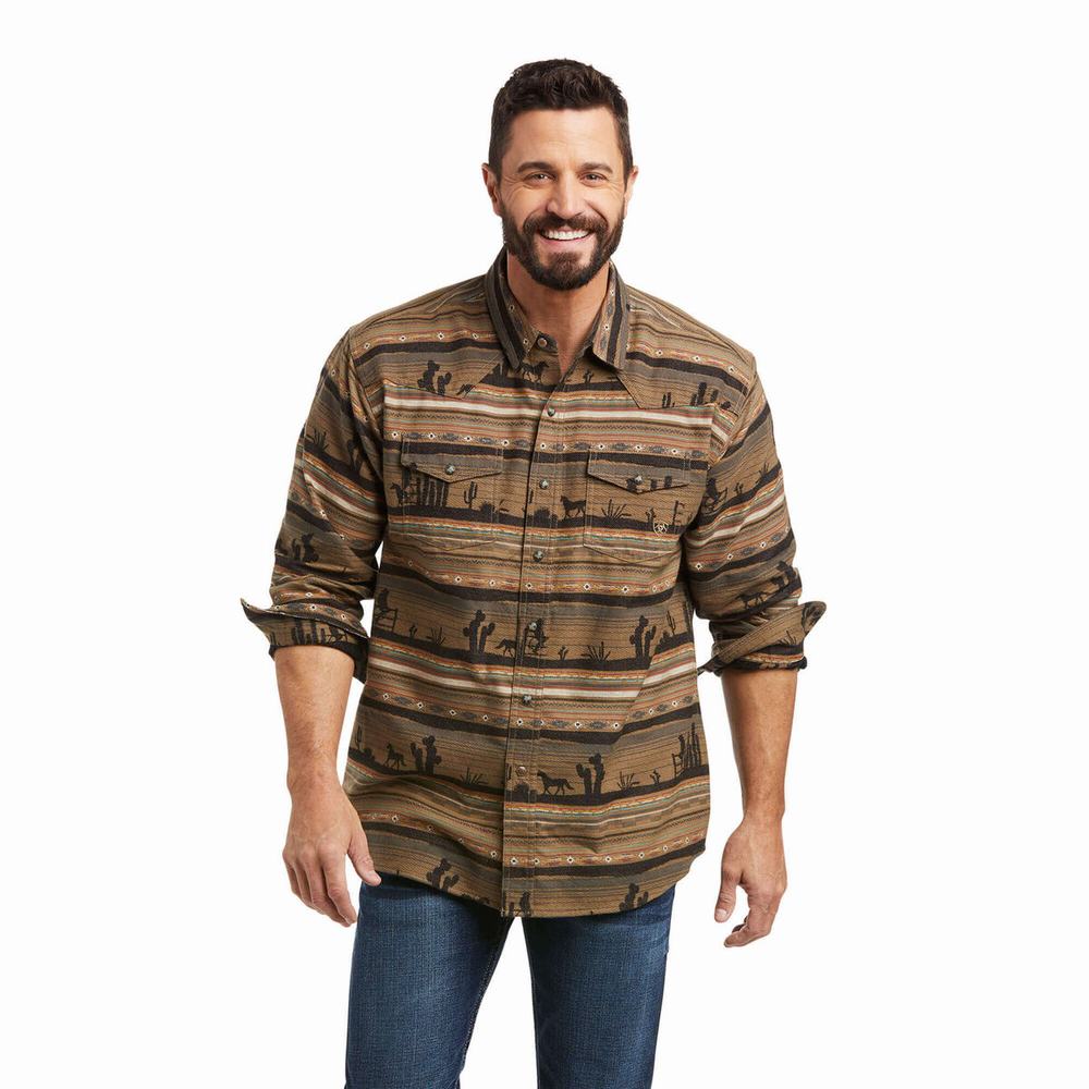 Men's Ariat Hawthorne Retro Fit Shirts Multicolor | FLRA-43680