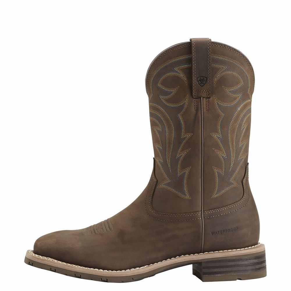 Men's Ariat Hybrid Rancher Waterproof Waterproof Boots Brown | QTIZ-03612