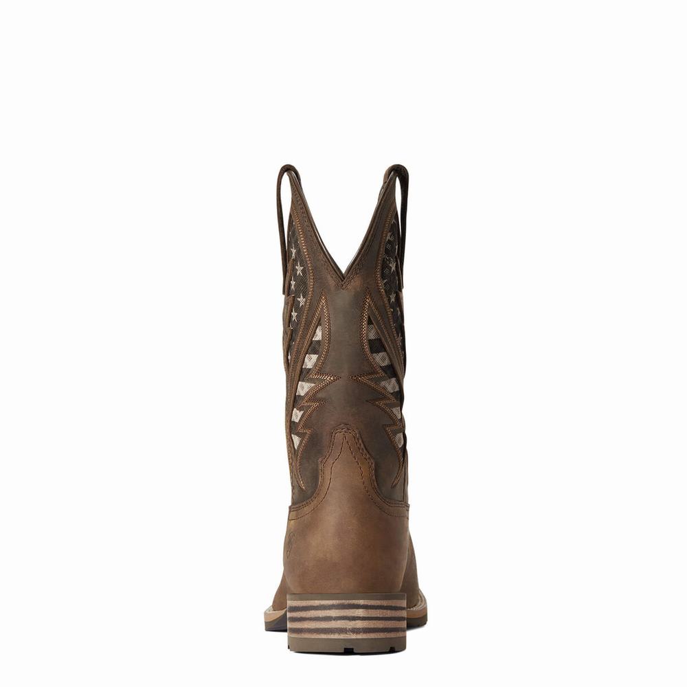 Men's Ariat Hybrid VentTEK Western Boots Brown | XLJD-16380