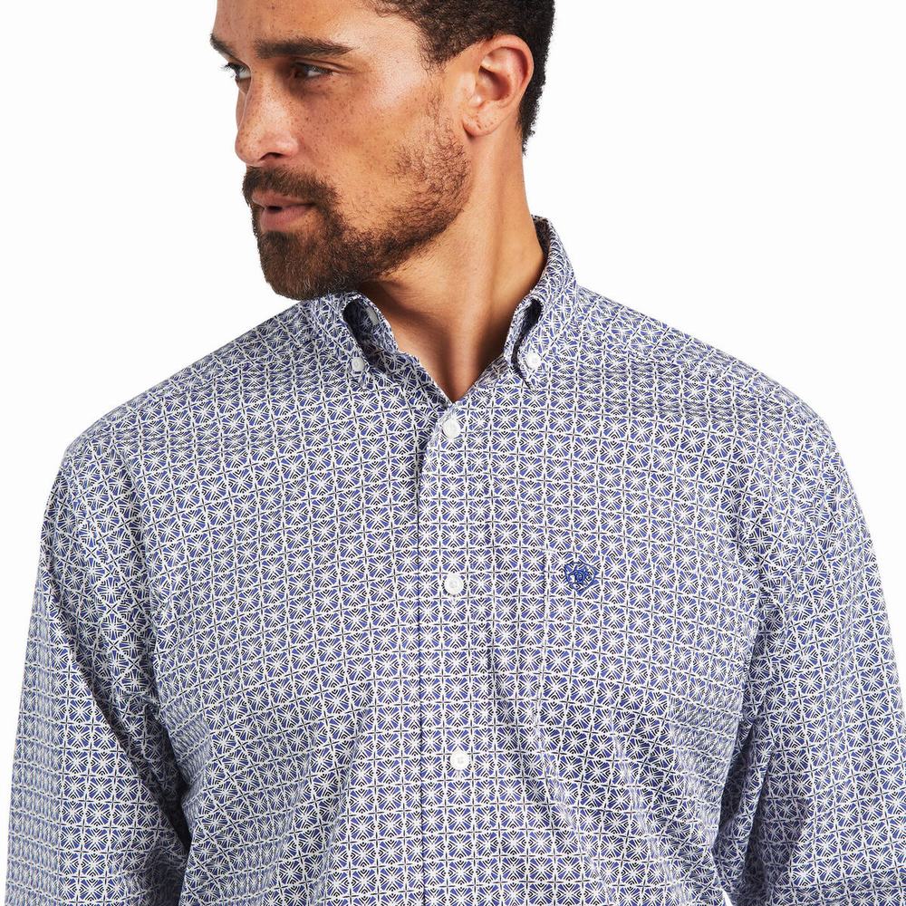 Men's Ariat Ilan Stretch Classic Fit Shirts White | KINO-94230