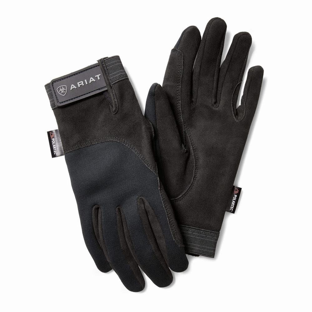 Men\'s Ariat Insulated Tek Grip Gloves Black | QYFE-37948