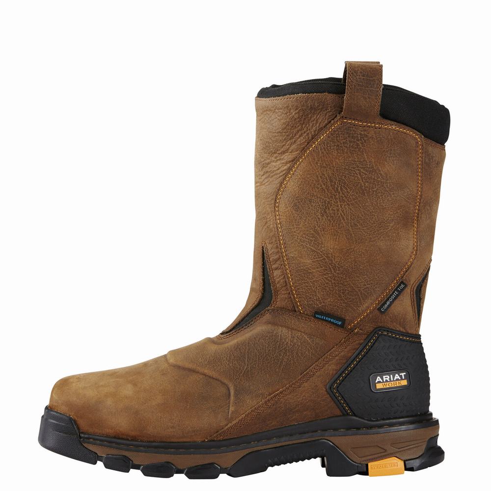 Men's Ariat Intrepid Pull-On Waterproof Composite Toe Waterproof Boots Brown | BOJZ-48067