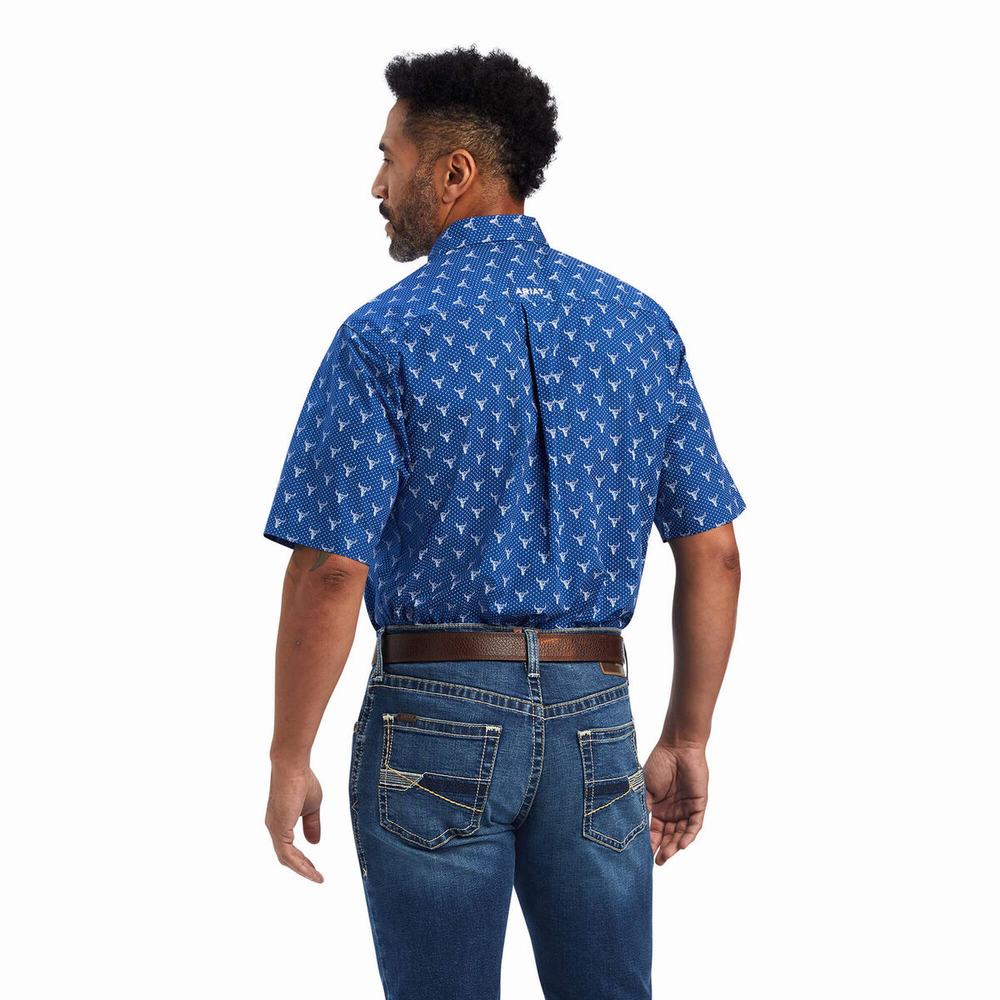 Men's Ariat Jai Classic Fit Shirts Royal Blue | XVNP-53402