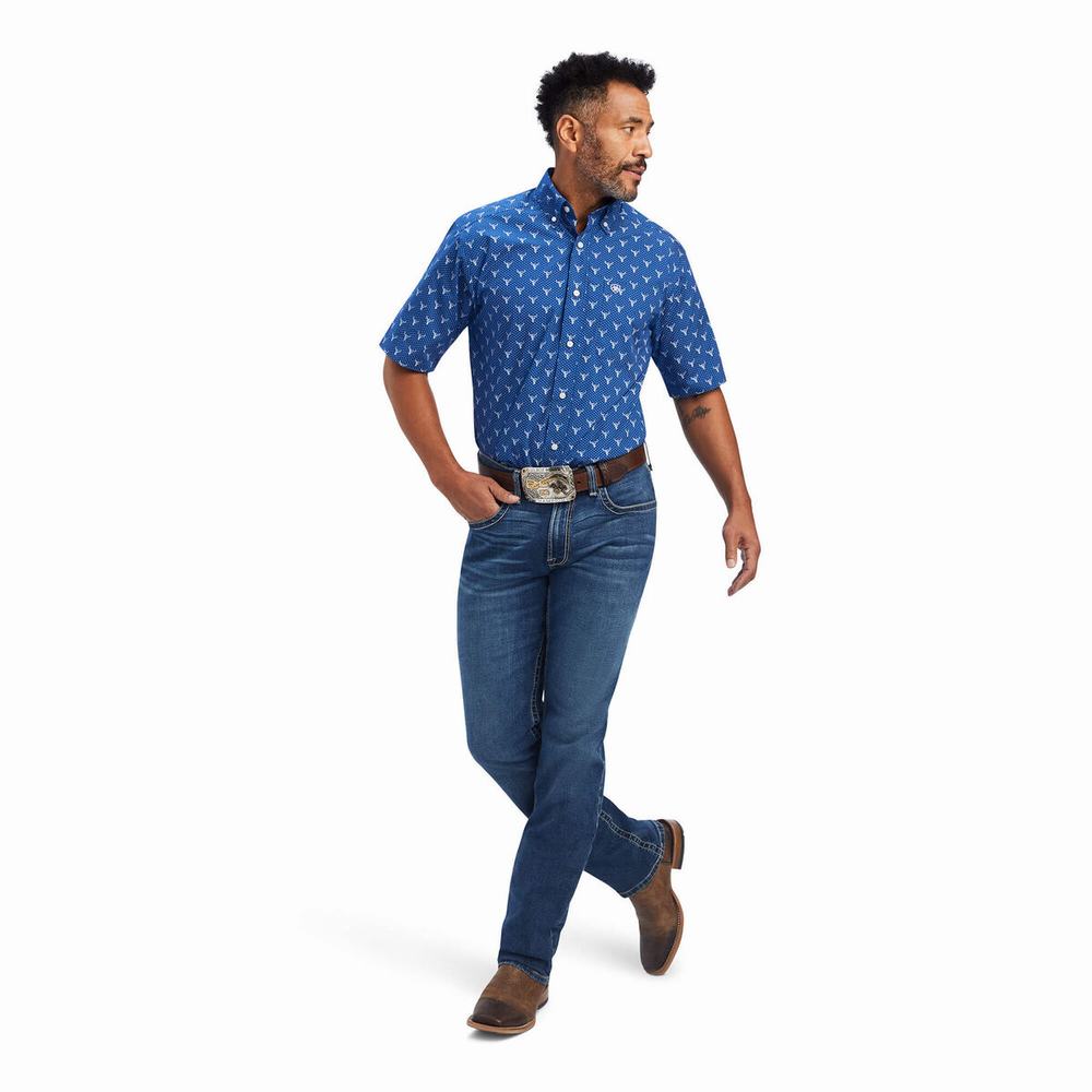 Men's Ariat Jai Classic Fit Shirts Royal Blue | XVNP-53402