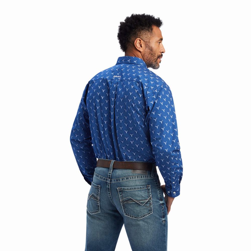 Men's Ariat Jai Classic Fit Shirts Royal Blue | ZTCU-58270