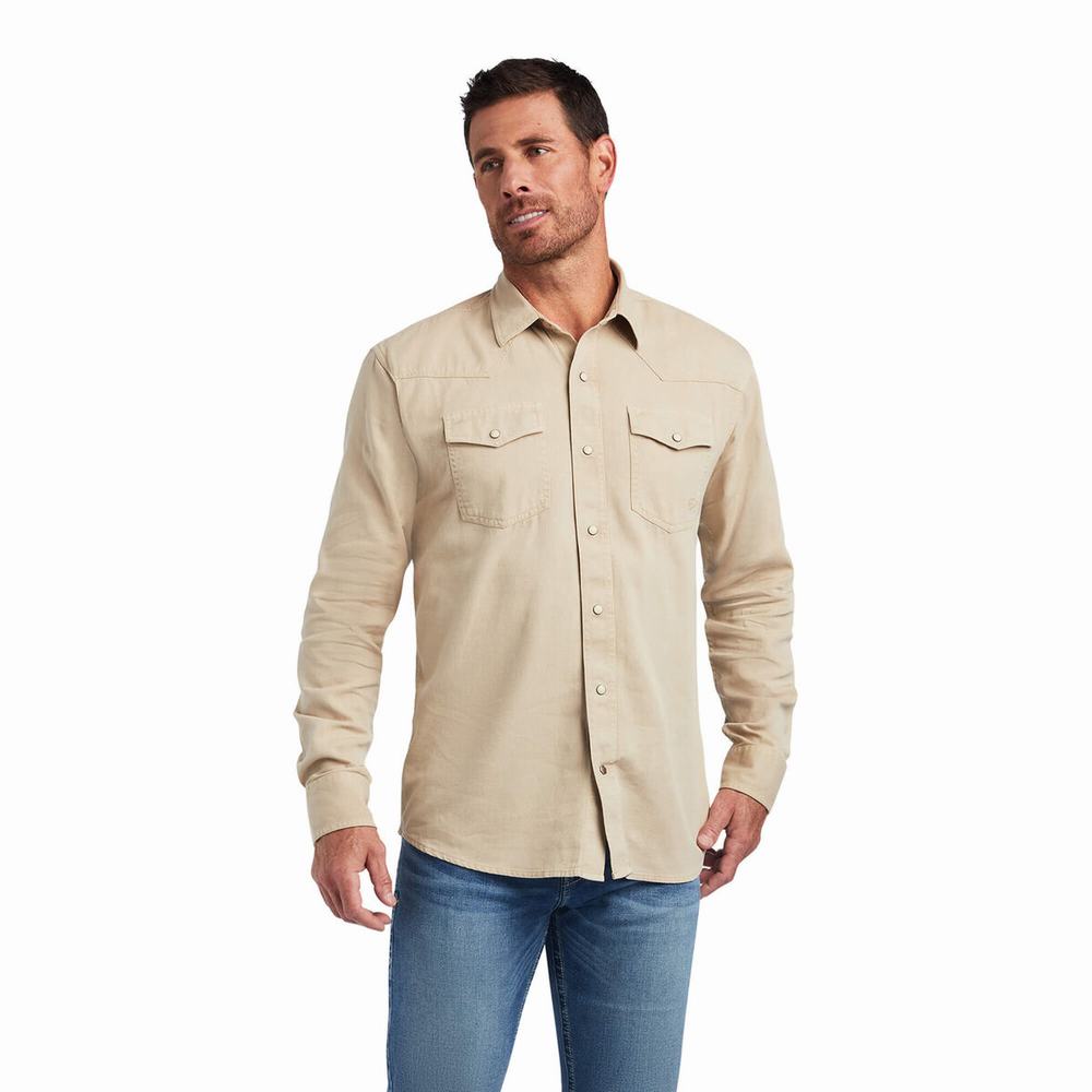 Men\'s Ariat Jurlington Retro Fit Shirts White | KWGH-04352