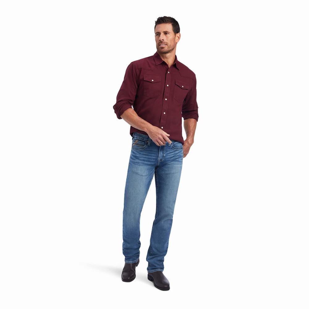 Men's Ariat Jurlington Retro Fit Shirts Chocolate | QJST-20869