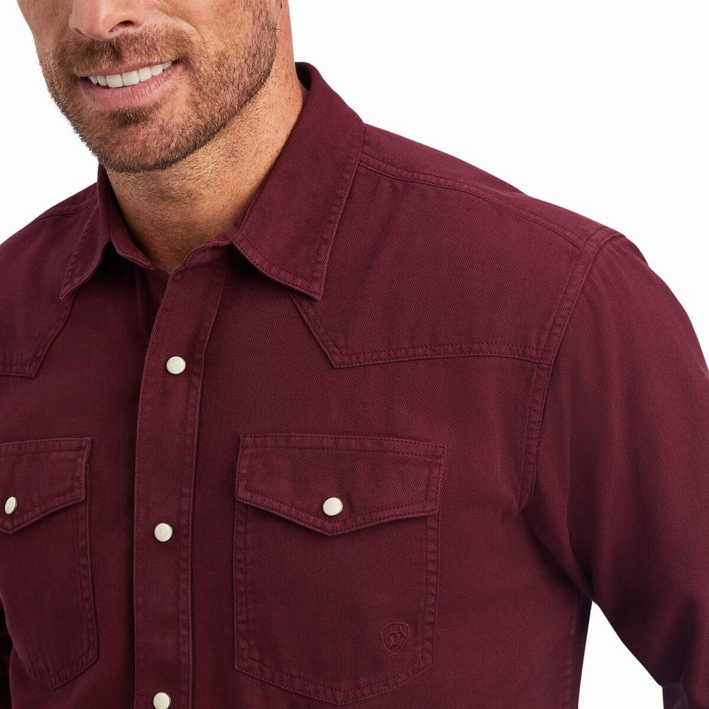 Men's Ariat Jurlington Retro Fit Shirts Chocolate | QJST-20869