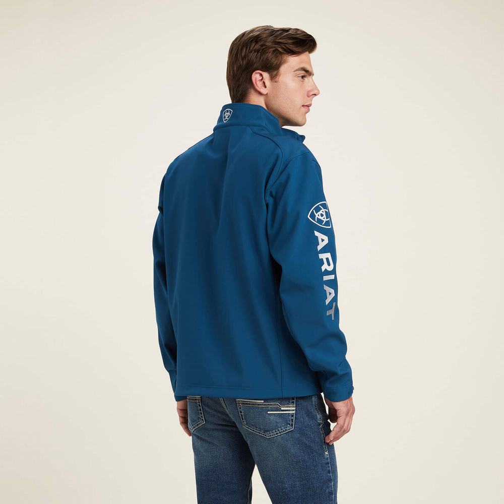 Men's Ariat Logo 2.0 Softshell Jackets Blue | DCFP-71862