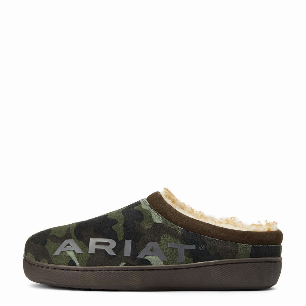 Men's Ariat Logo Back Slippers Camo | IGEQ-40573