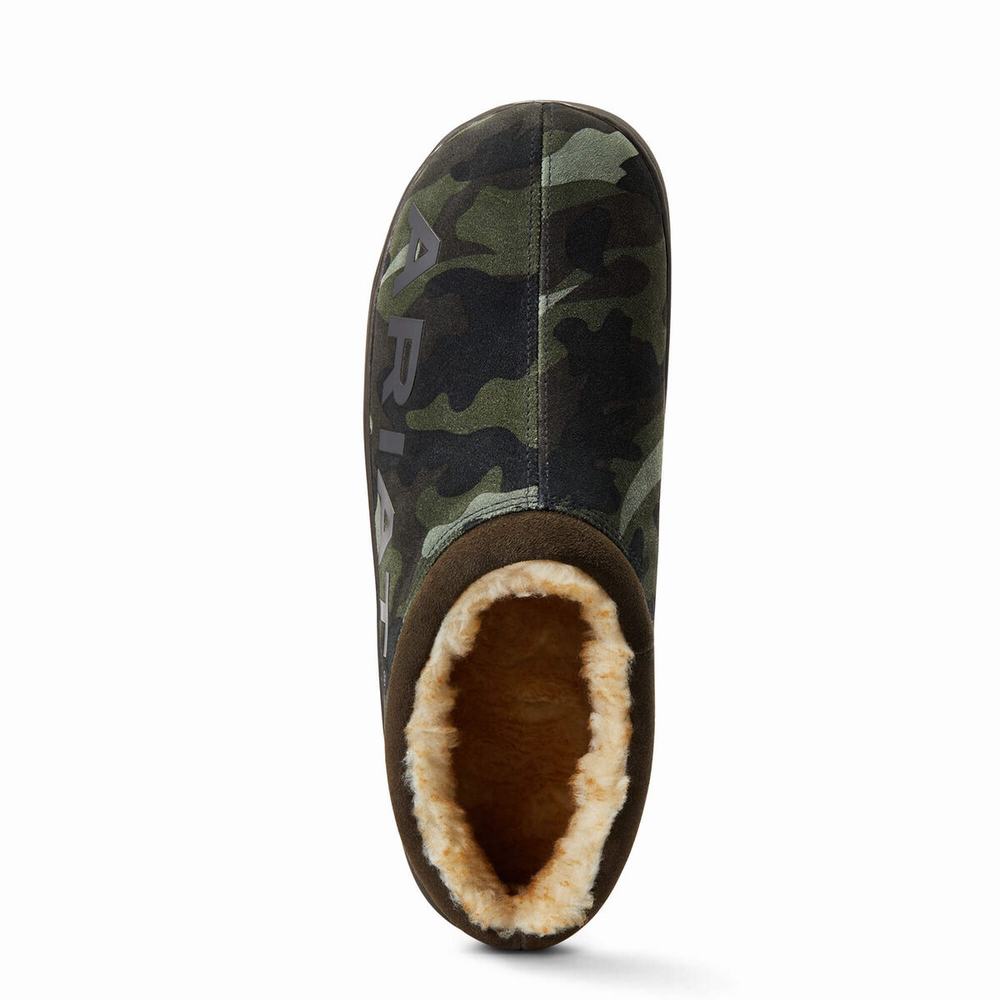 Men's Ariat Logo Back Slippers Camo | IGEQ-40573