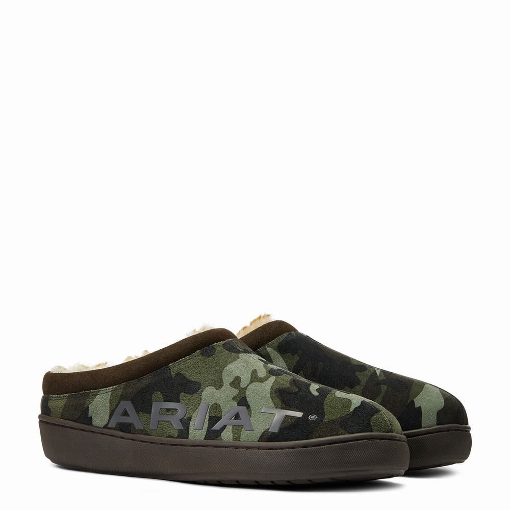 Men's Ariat Logo Back Slippers Camo | IGEQ-40573