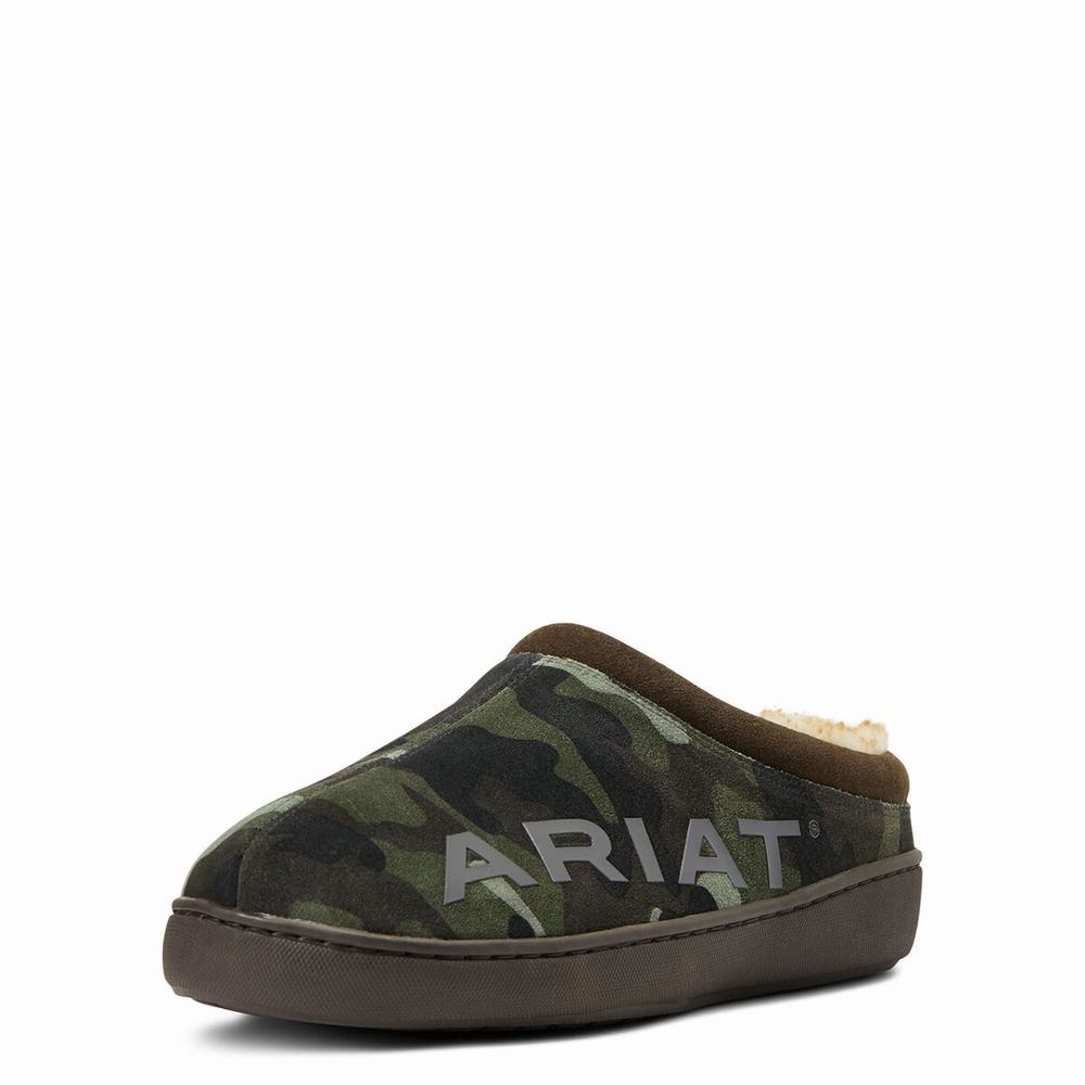 Men\'s Ariat Logo Back Slippers Camo | IGEQ-40573