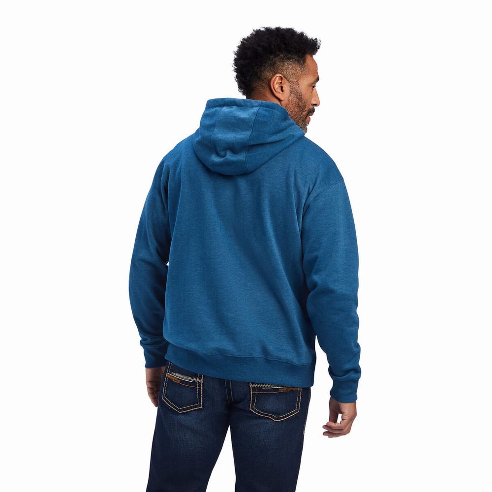 Men's Ariat Logo Hoodie Navy | CVSO-17526