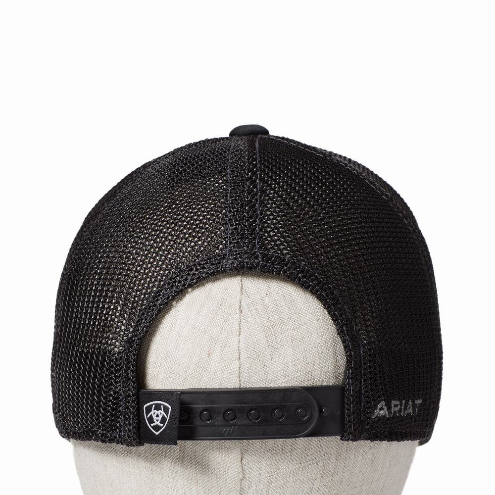 Men's Ariat Logo Snapback Hats Black | EOWZ-23186