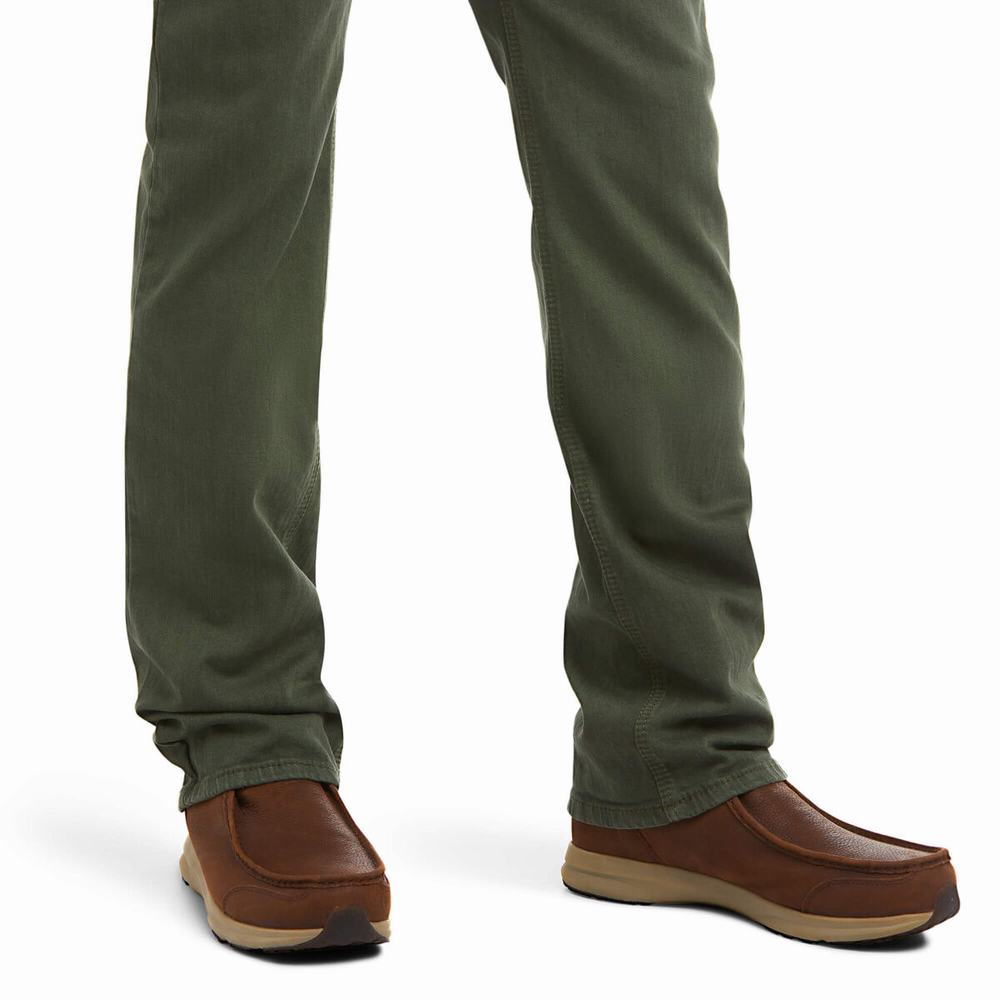 Men's Ariat M7 Rocker Stretch Grizzly Straight-Fit Jeans Olive | JXEF-37804