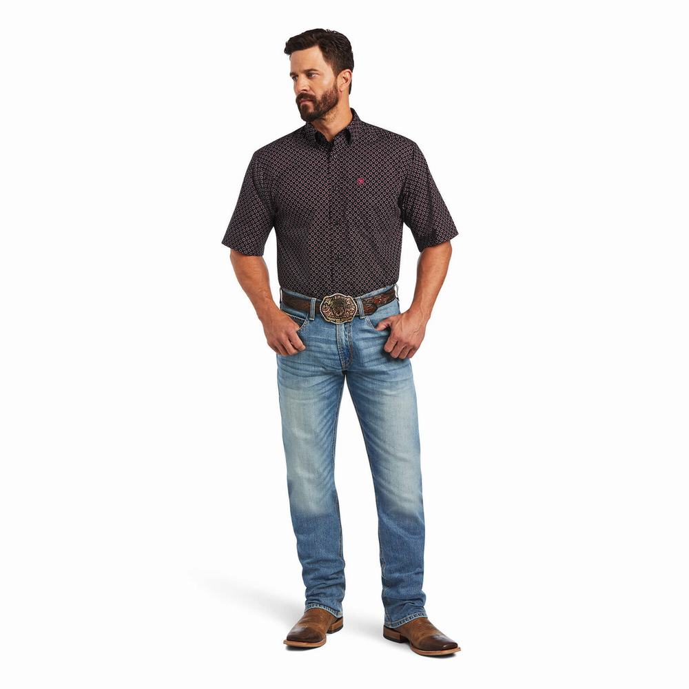 Men's Ariat Major Classic Fit Shirts Black | DCTP-85932