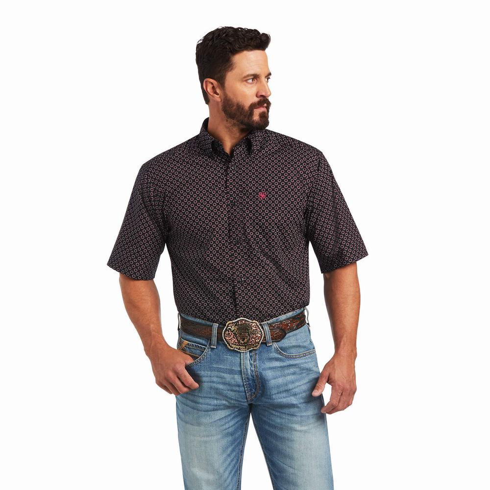 Men\'s Ariat Major Classic Fit Shirts Black | DCTP-85932