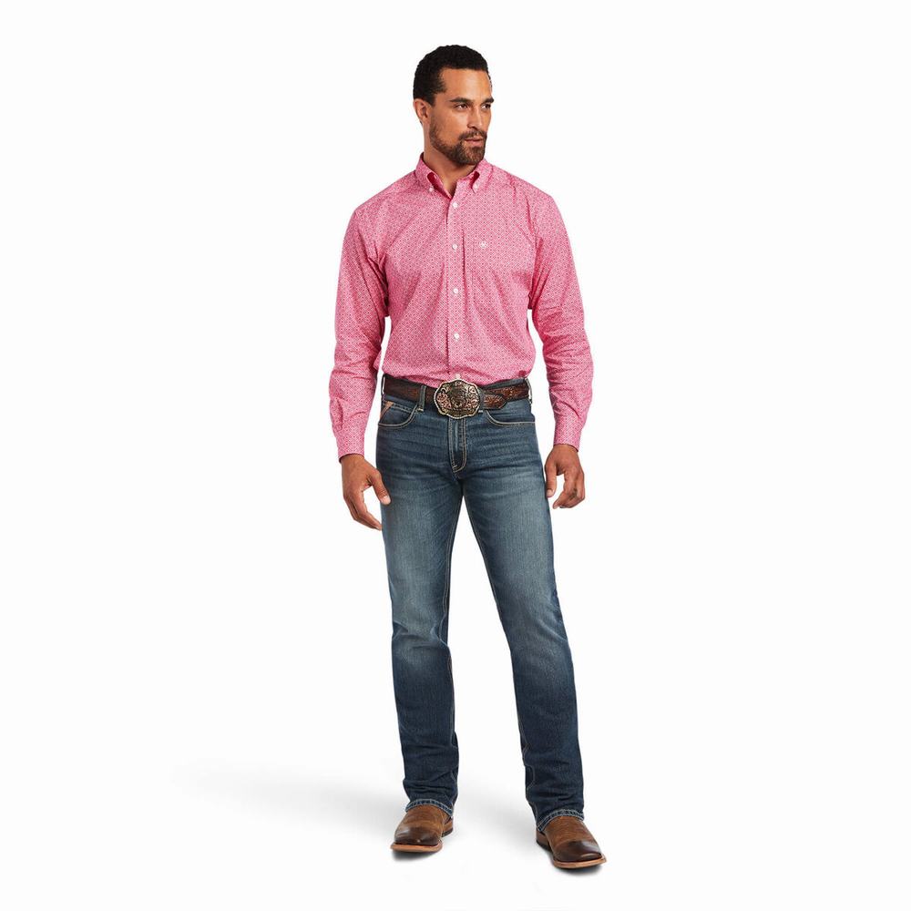 Men's Ariat Malachi Stretch Classic Fit Shirts Light Rose | KYOC-04362