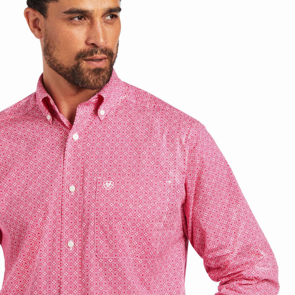 Men's Ariat Malachi Stretch Classic Fit Shirts Light Rose | KYOC-04362