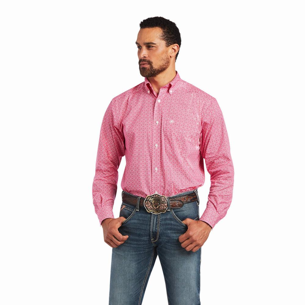 Men\'s Ariat Malachi Stretch Classic Fit Shirts Light Rose | KYOC-04362