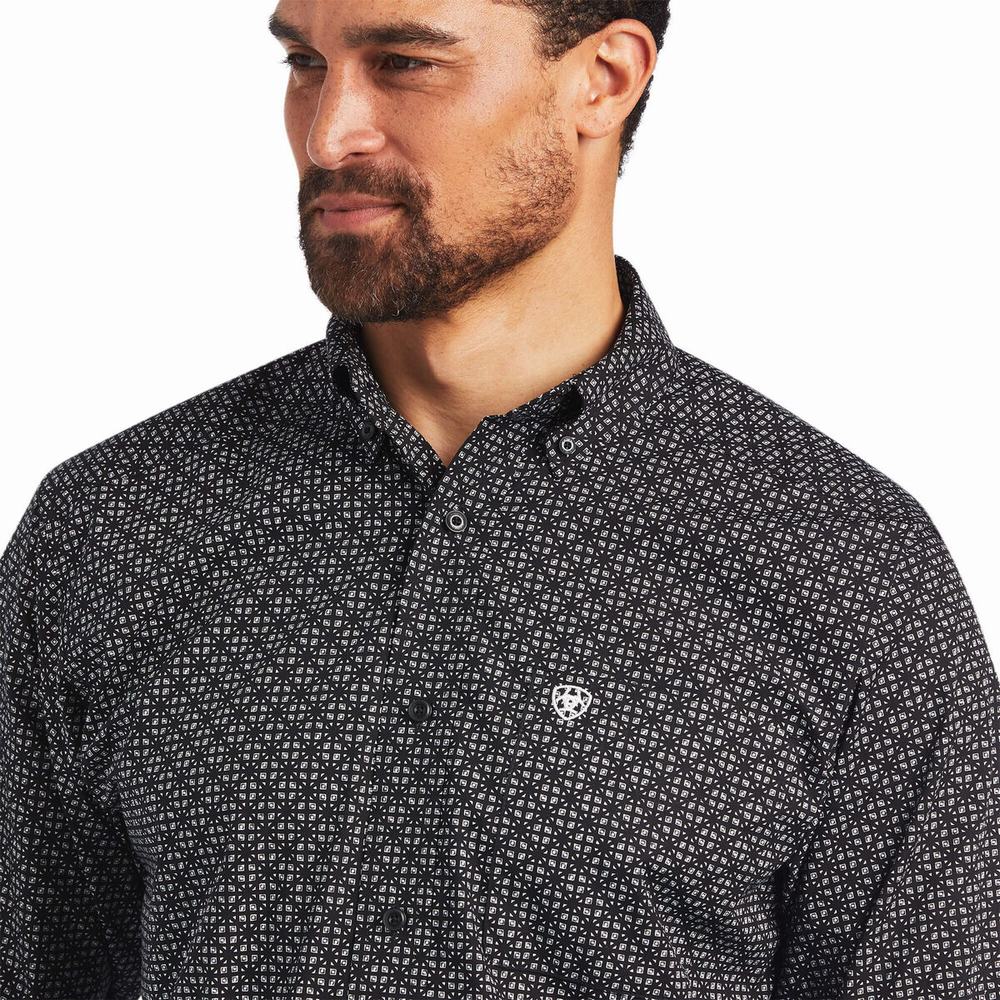 Men's Ariat Max Classic Fit Shirts Black | UMPQ-59318