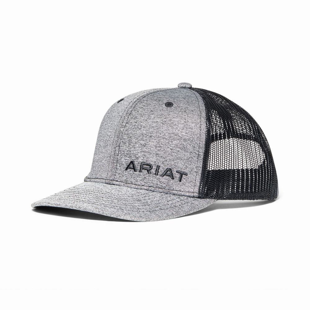 Men\'s Ariat Offset Logo Hats Black | TBPL-90615